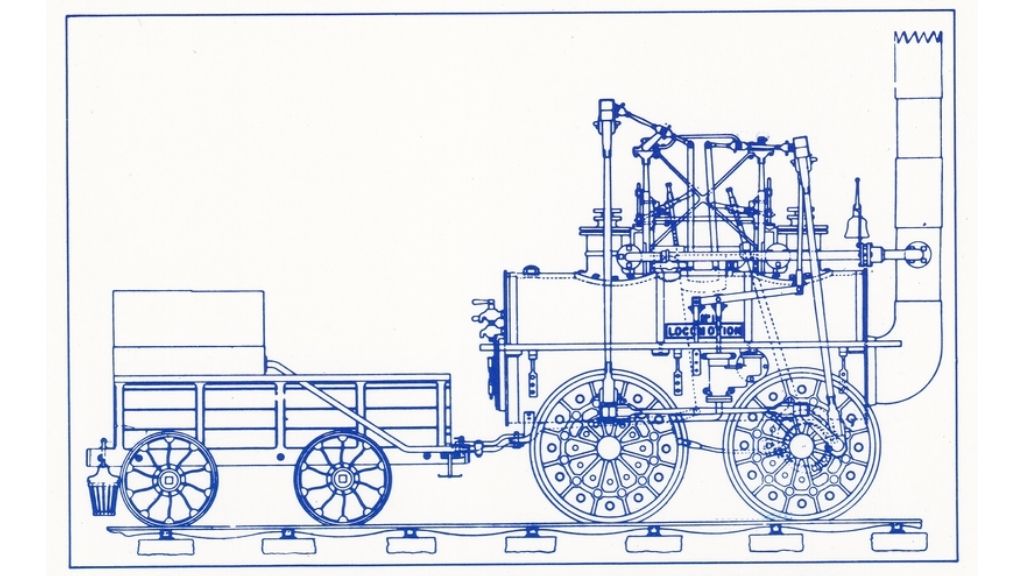 Rycina kolei parowej