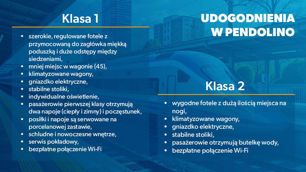 Porównanie klasy pierwszej i drugiej w Pendolino