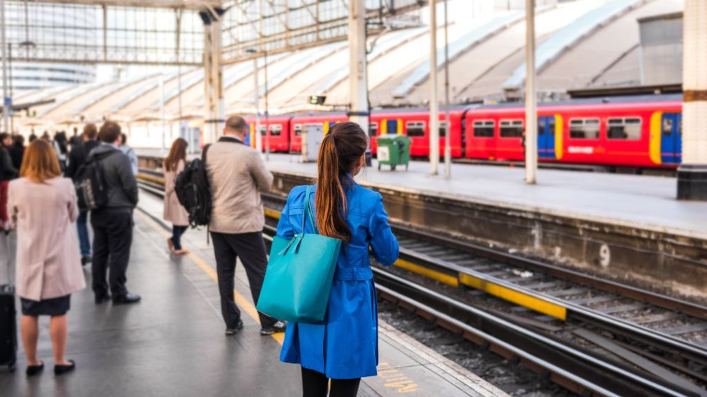Ludzie na peronie na dworcu